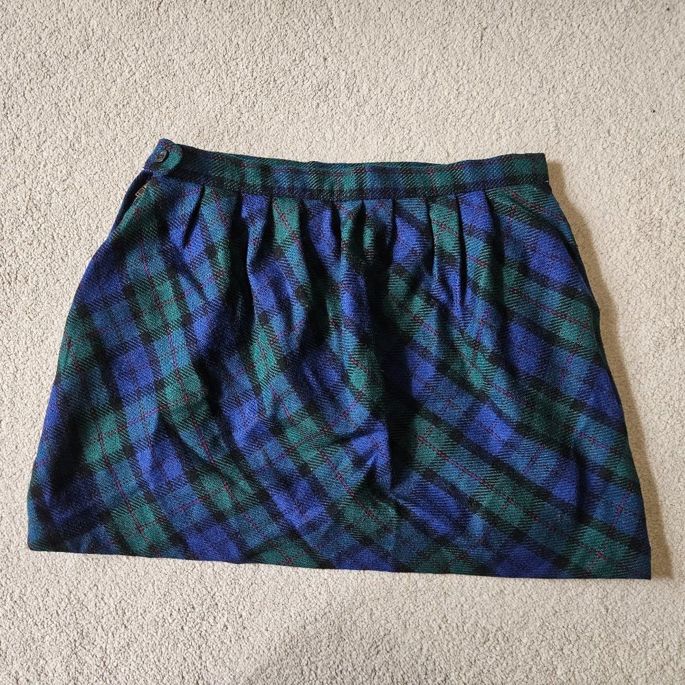 Plaid wool skirt with pockets